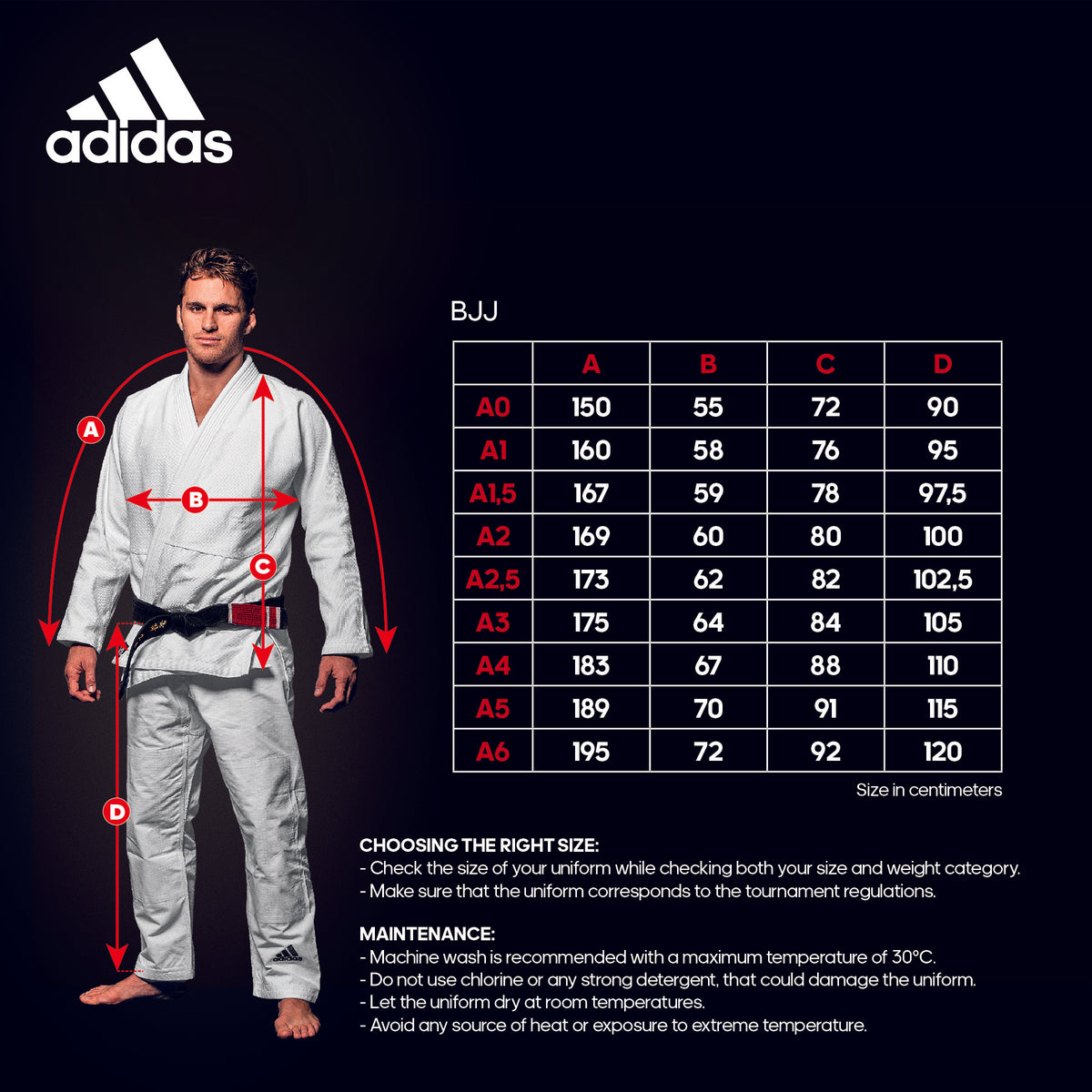 Adidas taekwondo belt size chart Clearance